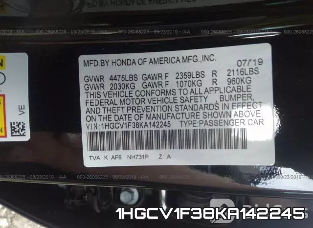 1HGCV1F38KA142245 фото 10