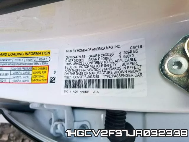 1HGCV2F37JA032338 фото 2