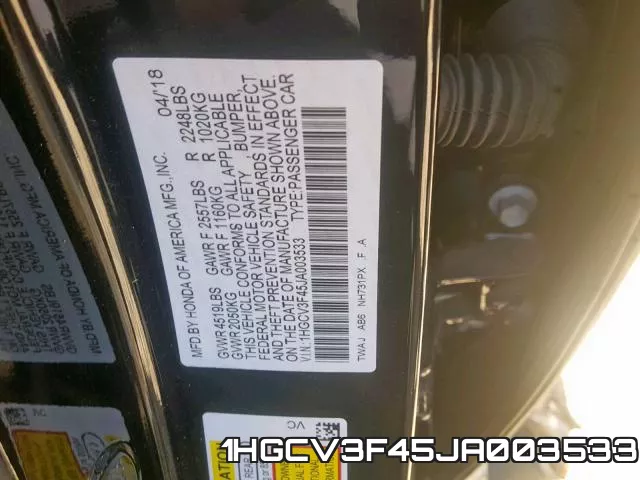 1HGCV3F45JA003533 фото 2