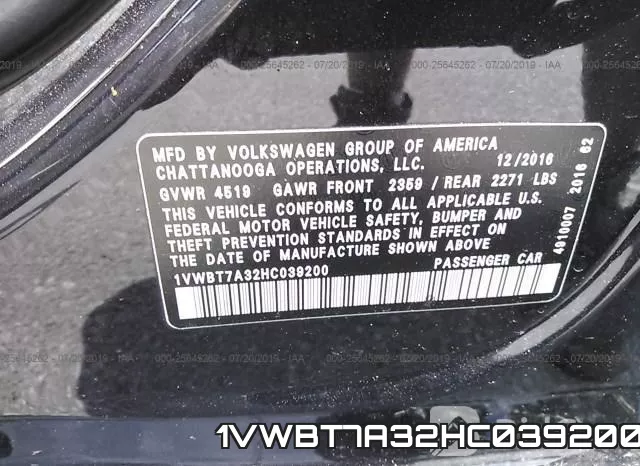 1VWBT7A32HC039200 фото 10