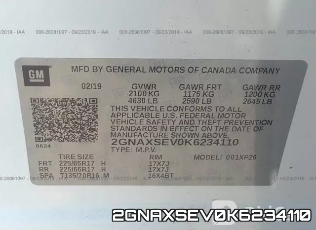 2GNAXSEV0K6234110 фото 10