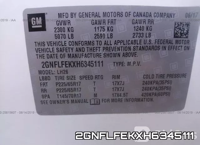 2GNFLFEKXH6345111 фото 10