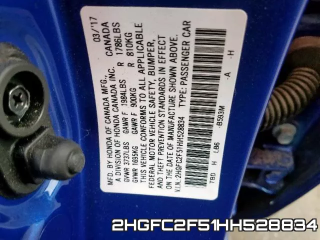 2HGFC2F51HH528834 фото 2