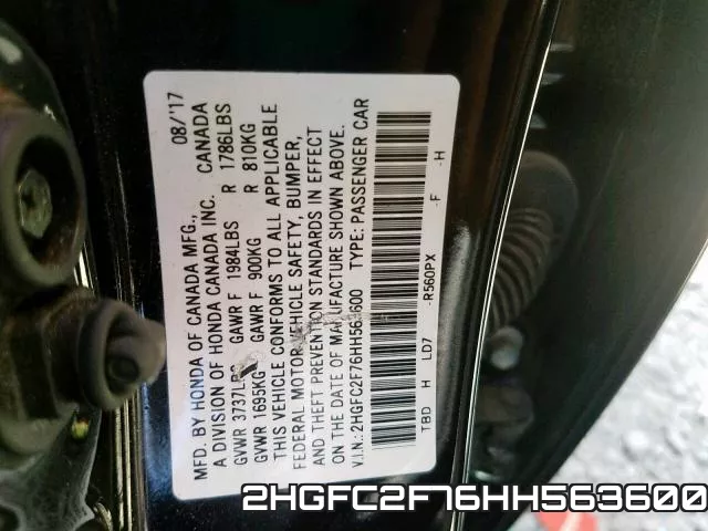 2HGFC2F76HH563600 фото 2