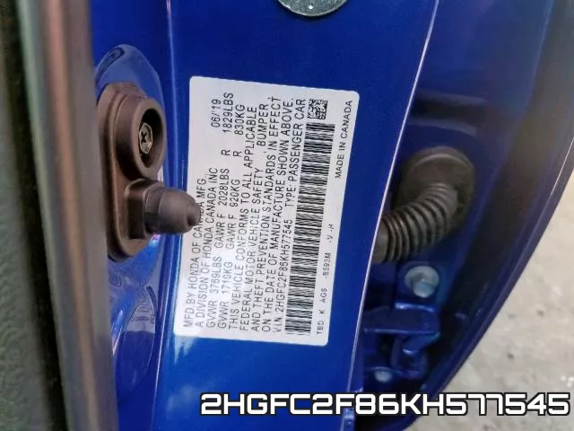 2HGFC2F86KH577545 фото 2