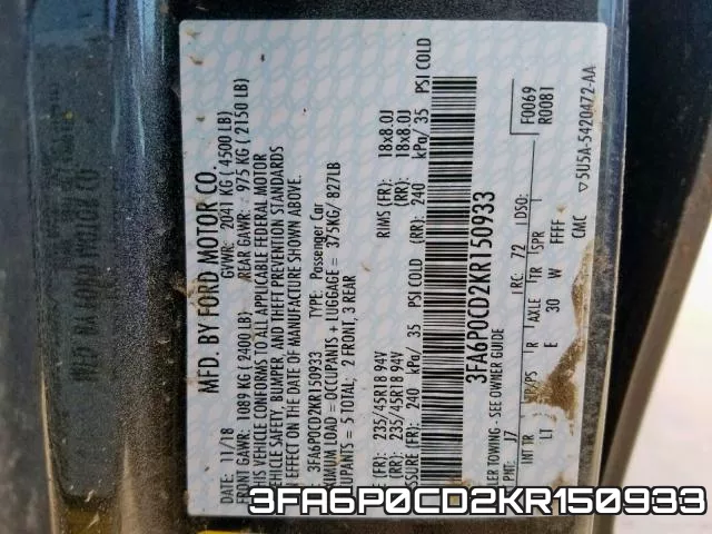 3FA6P0CD2KR150933 фото 2