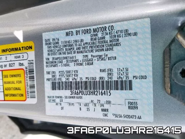 3FA6P0LU3HR216415 фото 2