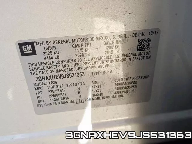 3GNAXHEV9JS531363 фото 2