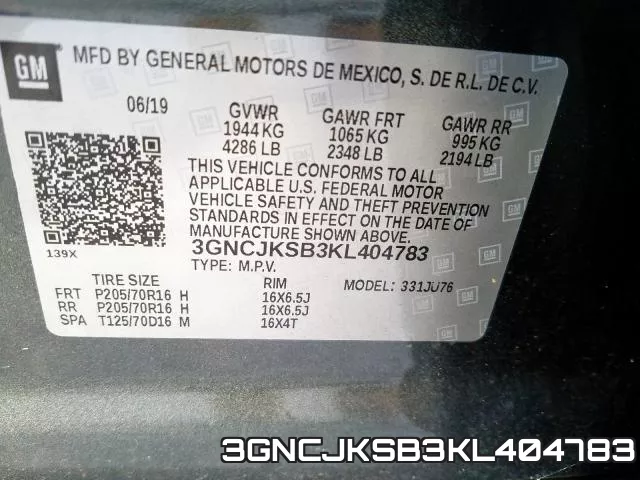 3GNCJKSB3KL404783 фото 2