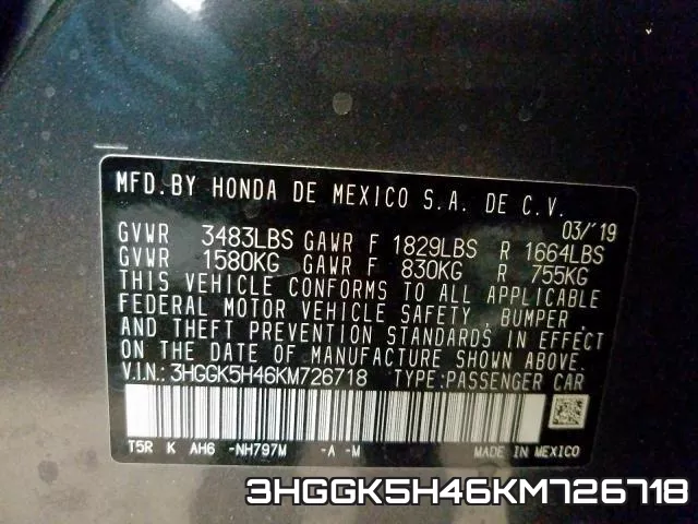 3HGGK5H46KM726718 фото 2