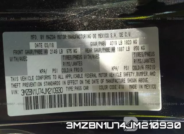 3MZBN1U74JM210930 фото 10