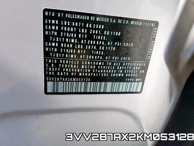 3VV2B7AX2KM053128 фото 2