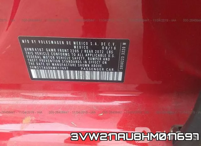 3VW217AU8HM017697 фото 10