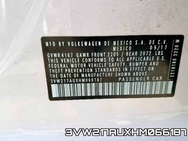 3VW217AUXHM066187 фото 2