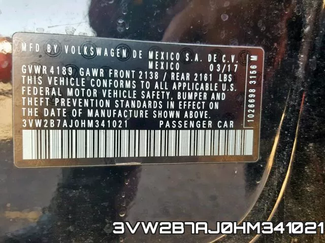3VW2B7AJ0HM341021 фото 2