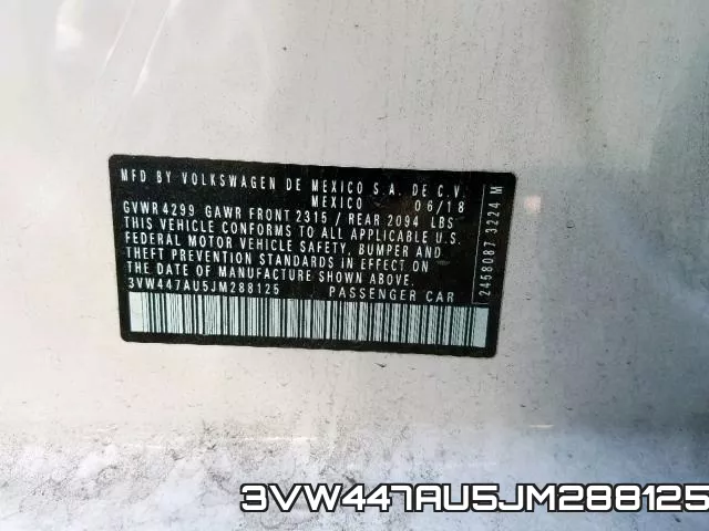 3VW447AU5JM288125 фото 2
