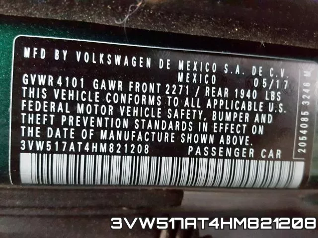 3VW517AT4HM821208 фото 2