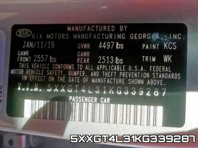 5XXGT4L31KG339287 фото 2