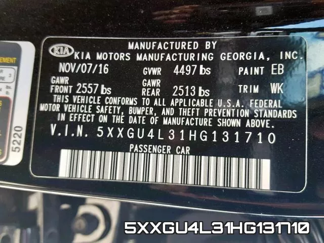5XXGU4L31HG131710 фото 2