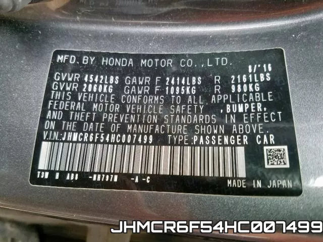 JHMCR6F54HC007499 фото 2