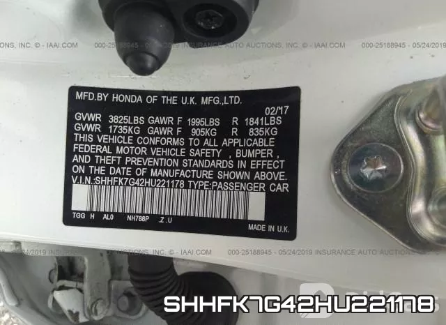 SHHFK7G42HU221178 фото 10