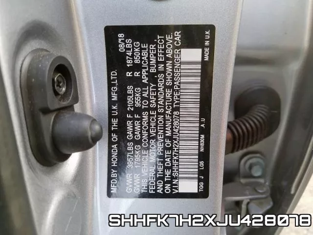 SHHFK7H2XJU428078 фото 2