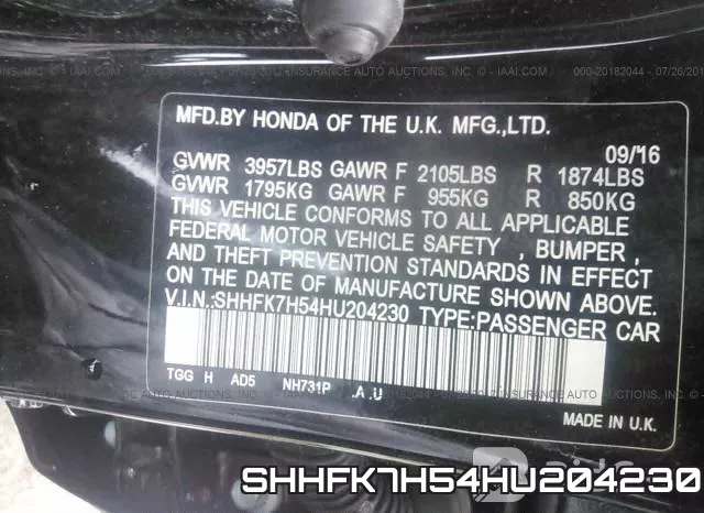 SHHFK7H54HU204230 фото 10