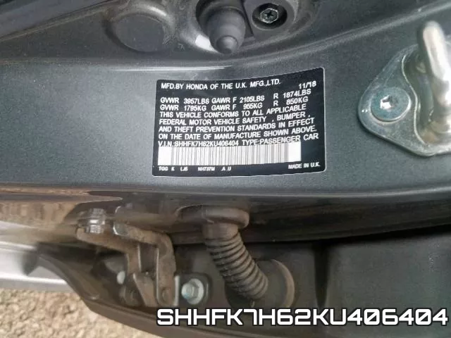 SHHFK7H62KU406404 фото 2