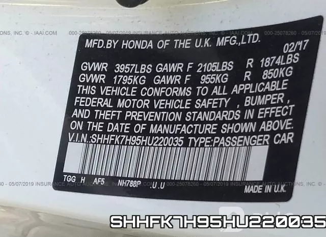 SHHFK7H95HU220035 фото 10