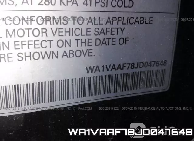 WA1VAAF78JD047648 фото 10