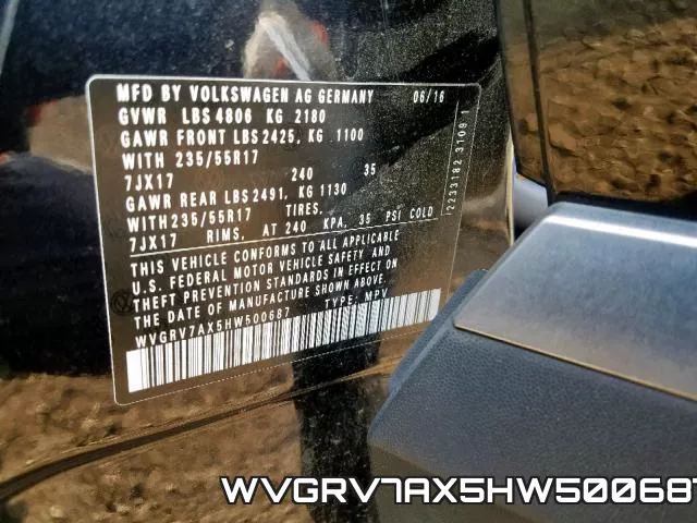 WVGRV7AX5HW500687 фото 2