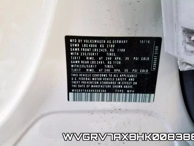 WVGRV7AX8HK008386 фото 2