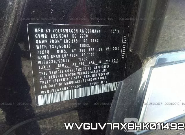 WVGUV7AX8HK011492 фото 10