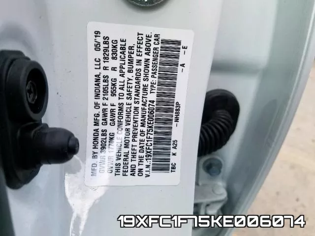 19XFC1F75KE006074 фото 2