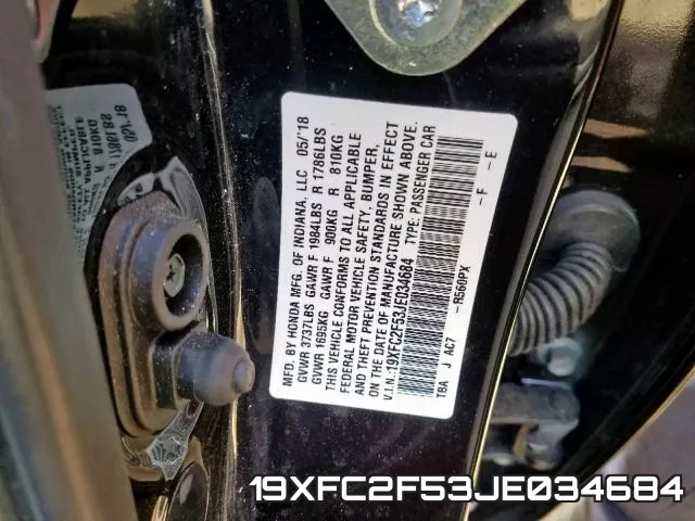 19XFC2F53JE034684 фото 2