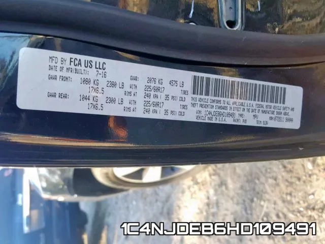 1C4NJDEB6HD109491 фото 2