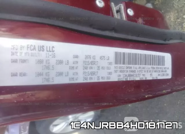 1C4NJRBB4HD181727 фото 10