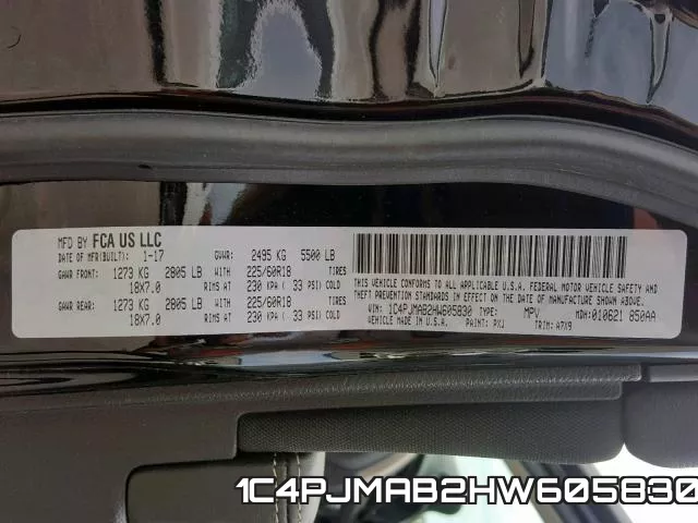 1C4PJMAB2HW605830 фото 2