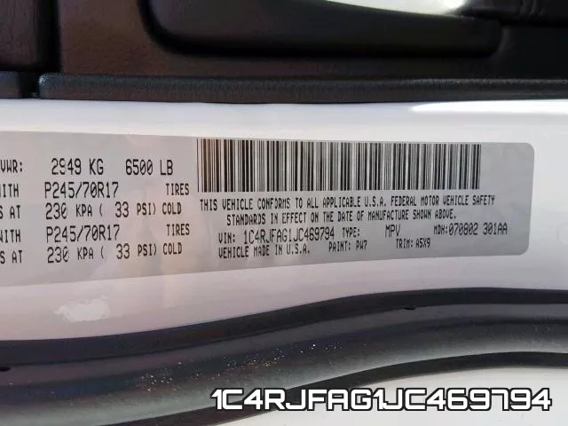 1C4RJFAG1JC469794 фото 2