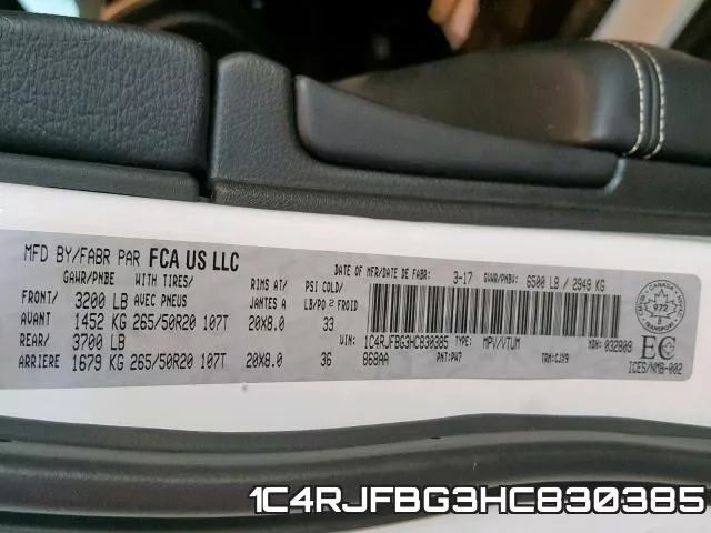 1C4RJFBG3HC830385 фото 2