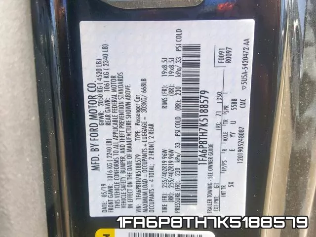 1FA6P8TH7K5188579 фото 2