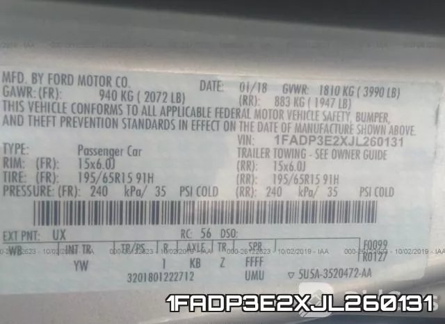 1FADP3E2XJL260131 фото 10