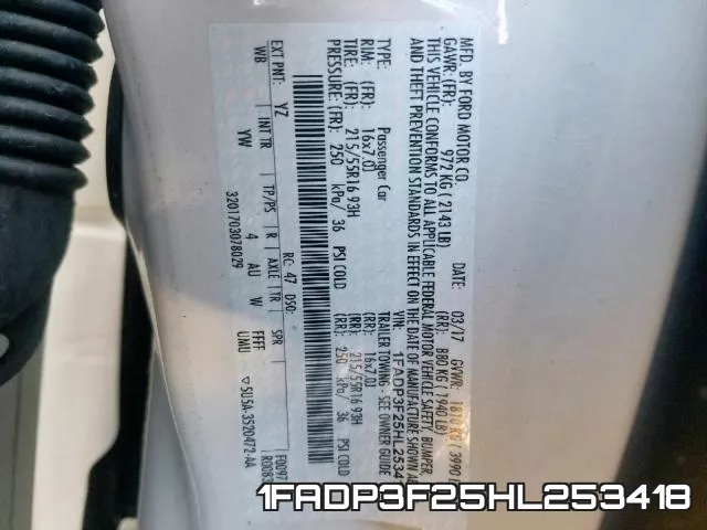 1FADP3F25HL253418 фото 2