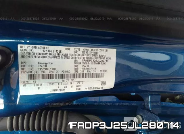 1FADP3J25JL280714 фото 10