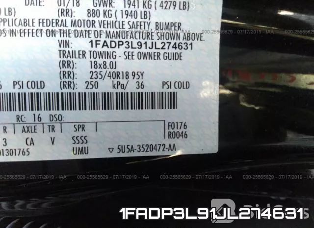 1FADP3L91JL274631 фото 10