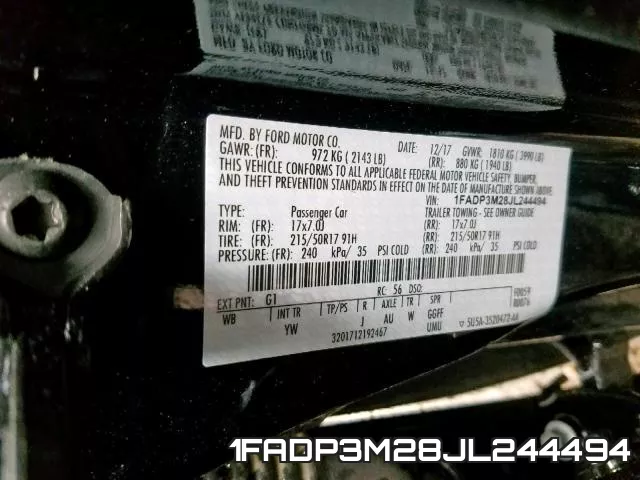 1FADP3M28JL244494 фото 2