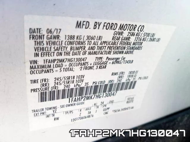 1FAHP2MK7HG130047 фото 2