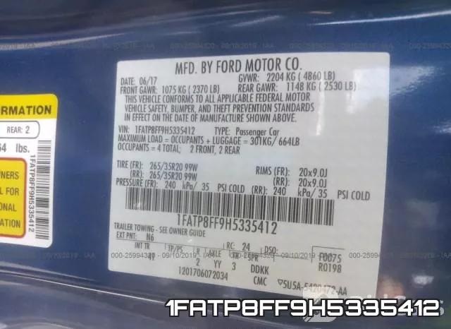 1FATP8FF9H5335412 фото 10