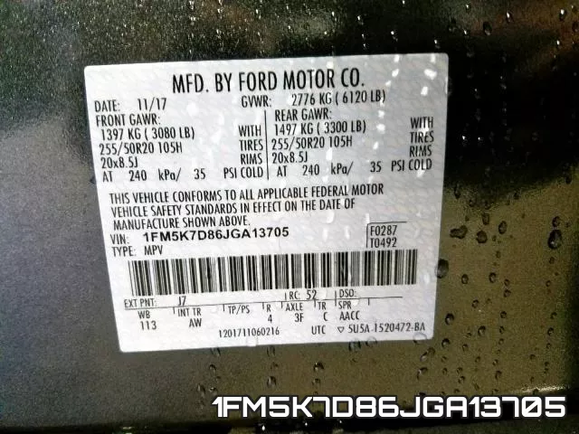 1FM5K7D86JGA13705 фото 2