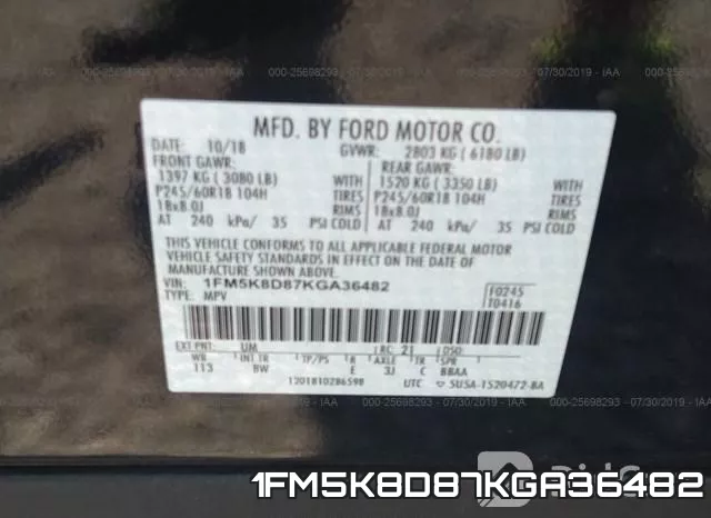 1FM5K8D87KGA36482 фото 10